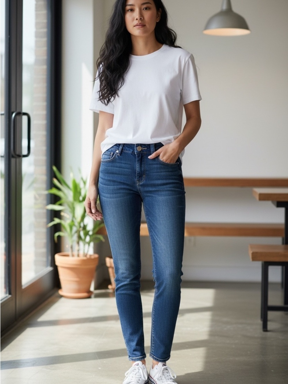 Indigo Rein Women’s Skinny Jeans in Blue Wash